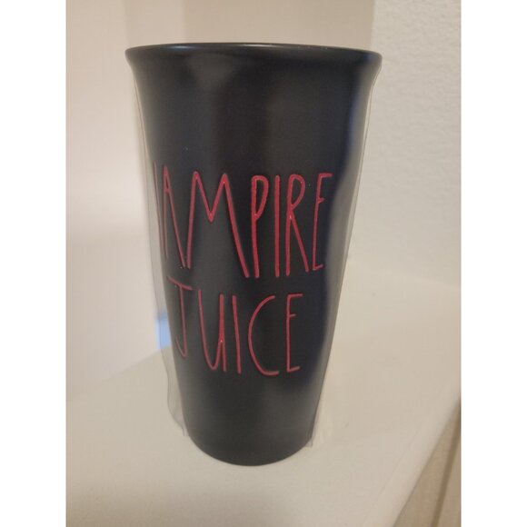 Rae Dunn Vampire Juice Mug 16oz Spellout Halloween Black And Red New Goth - Picture 3 of 6